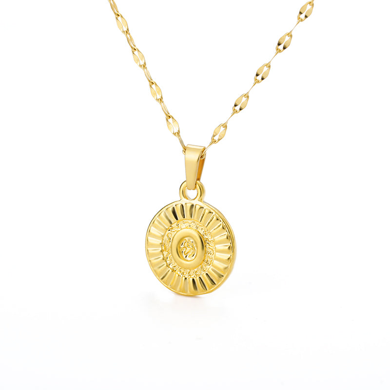 English Alphabet Disc Necklace Women And Men