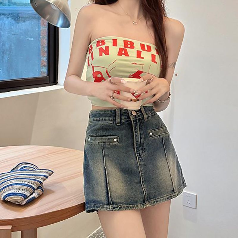 High-Waisted Denim Skort For Women Summer Shorts