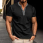 Men's Summer Polo Shirt with Button V-Neck, Short-sleeved