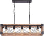 Farmhouse 5-Light Linear Chandelier with Solid Wood