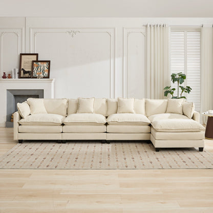 Cloud 4 Seats Sofa (Ottoman is not included) with Chenille Fabric in Beige