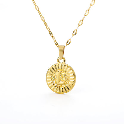 English Alphabet Disc Necklace Women And Men