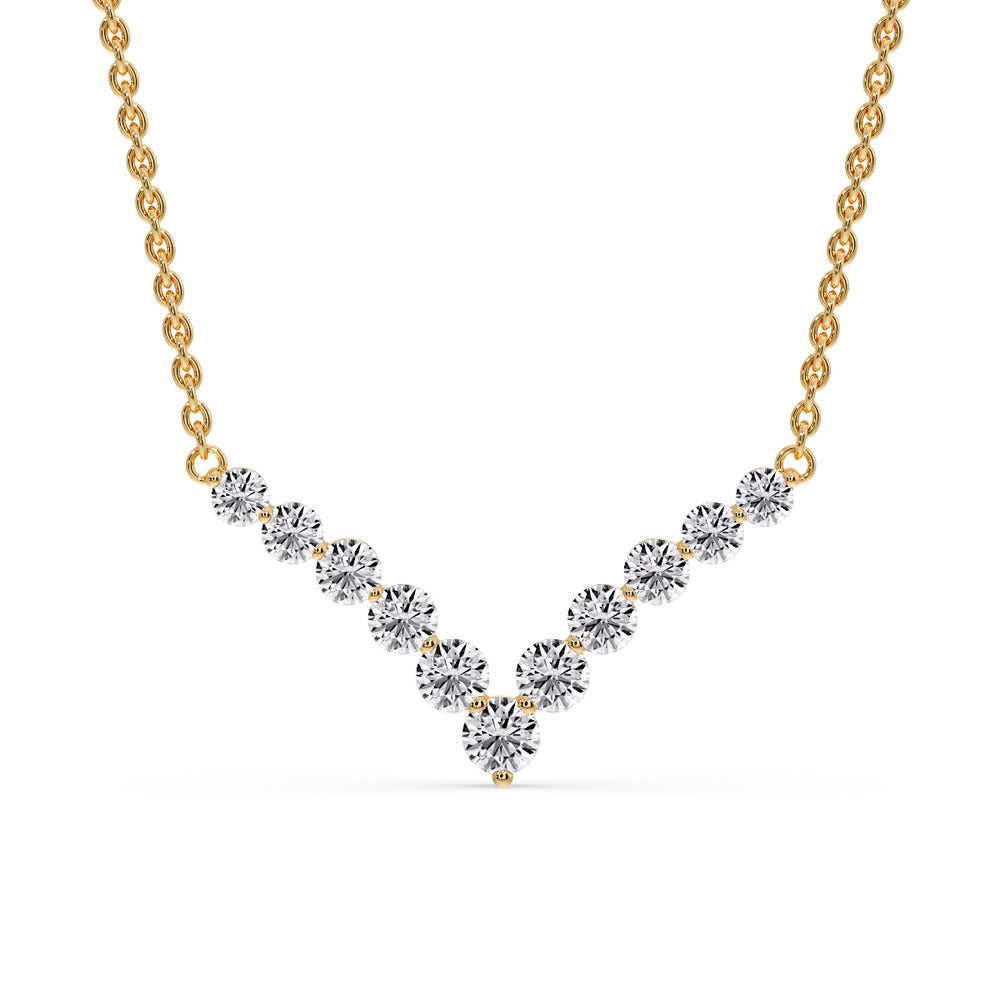 Round Graduated V-Necklace