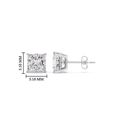 Princess-Cut Diamond Solitaire Stud Earrings [IGI Certified]