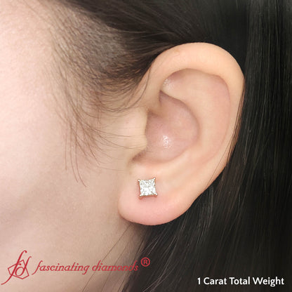 Princess-Cut Diamond Solitaire Stud Earrings [IGI Certified]