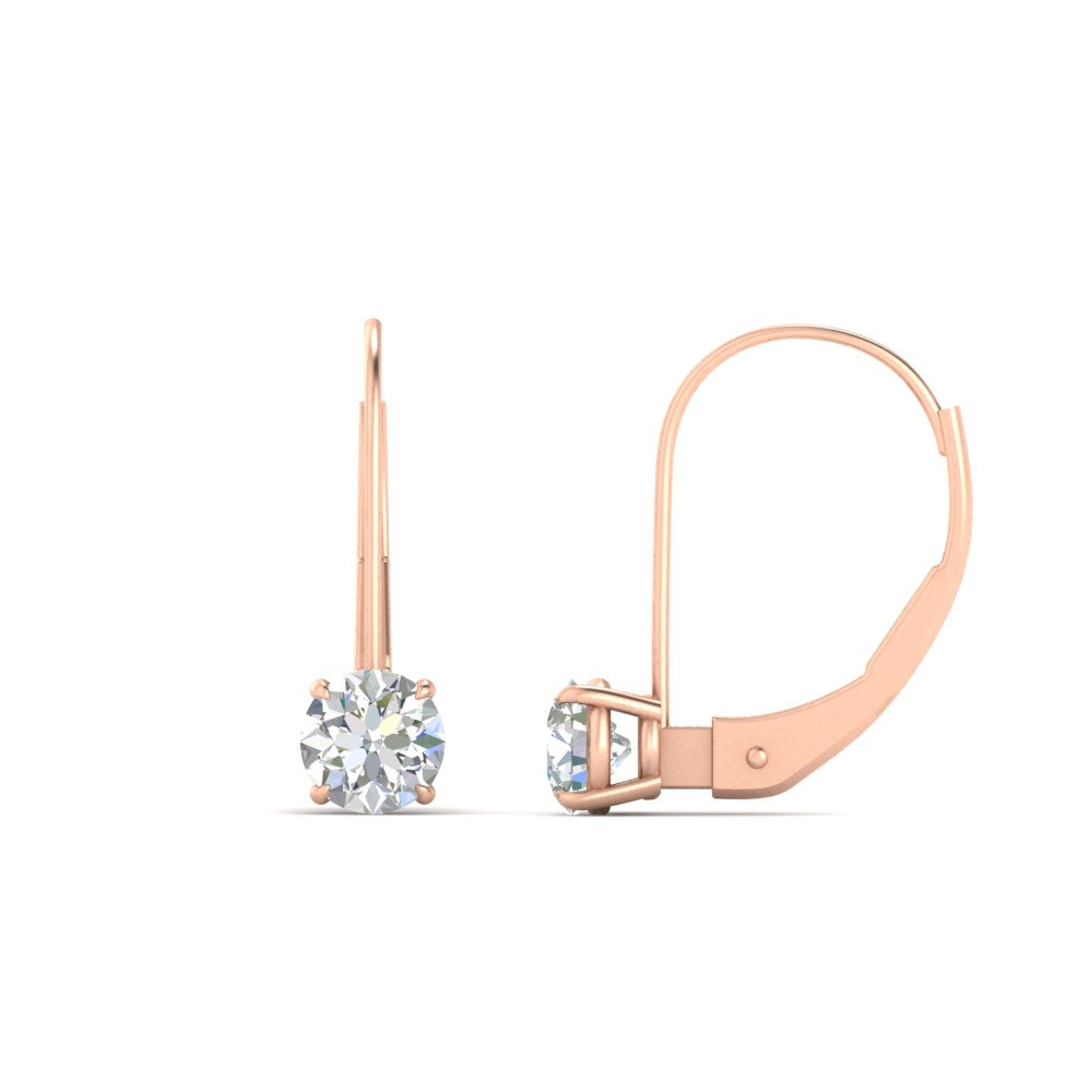 1 Carat Round Diamond Lever Back Earrings