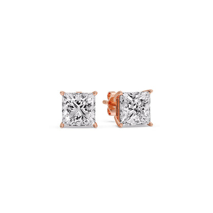 Princess-Cut Diamond Solitaire Stud Earrings [IGI Certified]