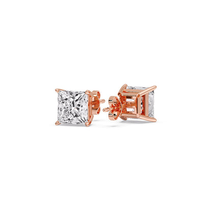 Princess-Cut Diamond Solitaire Stud Earrings [IGI Certified]