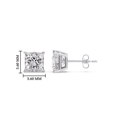 Princess-Cut Diamond Solitaire Stud Earrings [IGI Certified]