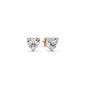 3 Prong Heart Shaped Diamond Solitaire Stud Earring in Basket Setting
