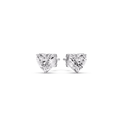 3 Prong Heart Shaped Diamond Solitaire Stud Earring in Basket Setting