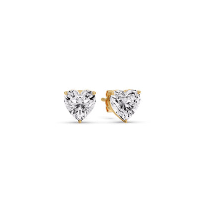 3 Prong Heart Shaped Diamond Solitaire Stud Earring in Basket Setting