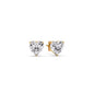 3 Prong Heart Shaped Diamond Solitaire Stud Earring in Basket Setting