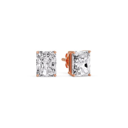 IGI Certified Basket Stud Earrings Set With Radiant Cut Diamonds