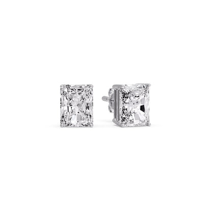 IGI Certified Basket Stud Earrings Set With Radiant Cut Diamonds