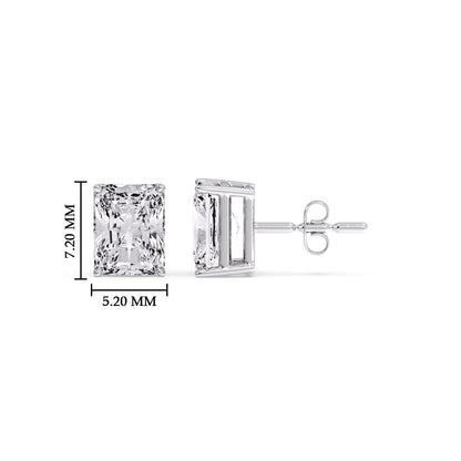 IGI Certified Basket Stud Earrings Set With Radiant Cut Diamonds