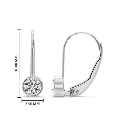 Lever Back Bezel Set Round Diamond Earrings