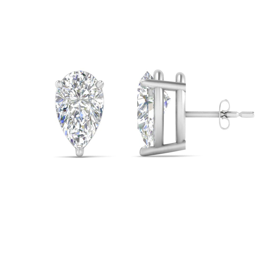 Three-Prong Pear Diamond Solitaire Stud Earrings [IGI Certified]