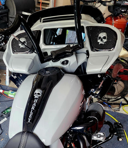 98-2024+ Road Glide 3D Ancient Skull speakers grill covers set