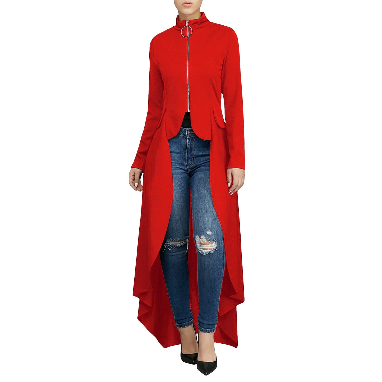 Long Sleeve Turtleneck Zipper Dress Faux Dresses