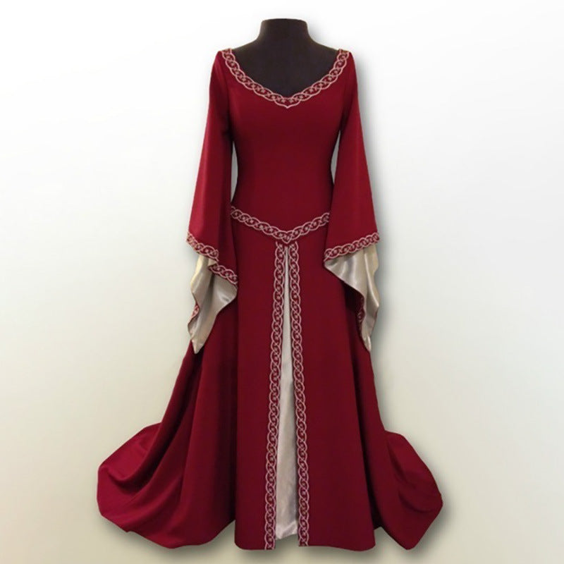 Women's Classical Halloween Christmas Long Sleeve Embroidered Dresses