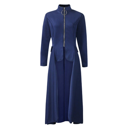 Long Sleeve Turtleneck Zipper Dress Faux Dresses