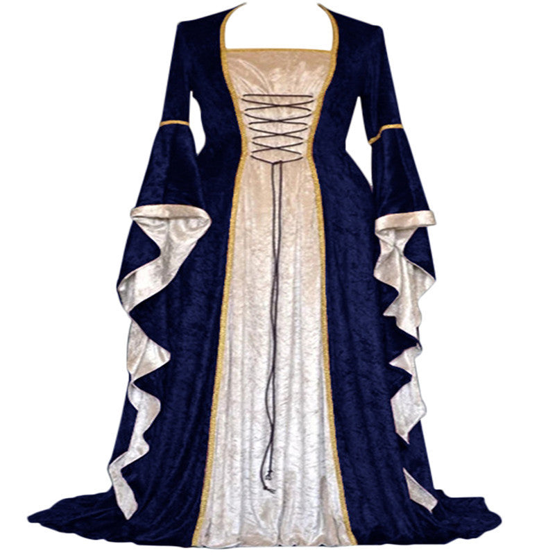 Women's Gold Veet Bell Sleeve Retro Medieval Dresses