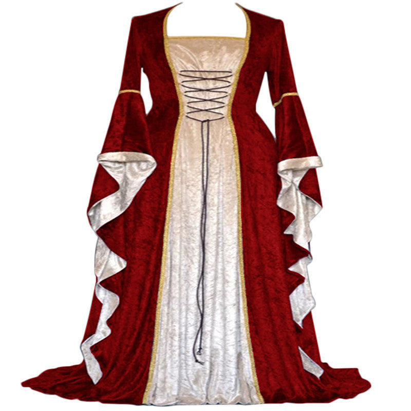 Women's Gold Veet Bell Sleeve Retro Medieval Dresses
