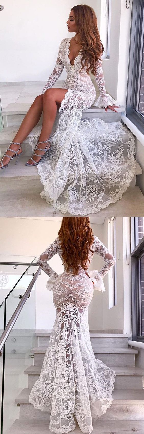 Lace Dress Temperament Sexy Deep V Dresses