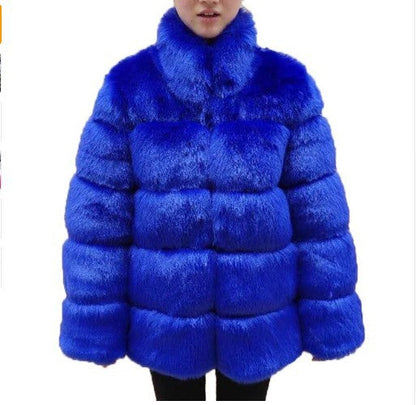 Women's Fur Imitation Fox Faux Slimming Stand Coats