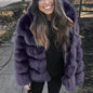 Women's Imitation Fur Hooded Mid-length Slim Fit Coats