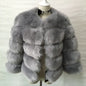 Women's Faux Fox Fur Round Neck Slim Coats