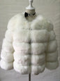 Women's Faux Fox Fur Round Neck Slim Coats