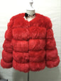 Women's Faux Fox Fur Round Neck Slim Coats