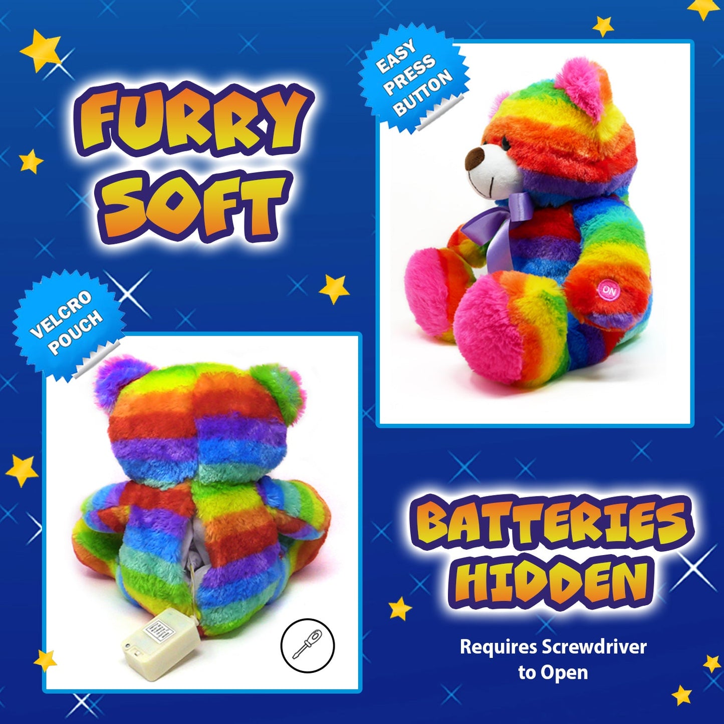 Rainbow Lites Teddy Bear Glow Plush LED Night Light Up Stuffed Animal (16 inch, Batteries Included)