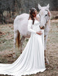 Women's Mercerized Cotton Trailing Expandable Dress Long Dresses