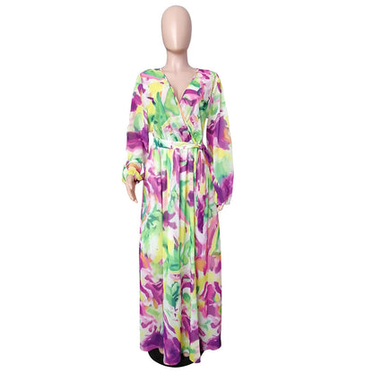 Women's Printed Chiffon Sexy Dress With Lining Dresses