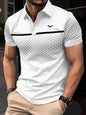 Men's Slim-Fit Printed Lapel Short-Sleeve Polo Shirt