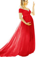 Women's Spinning Pregnant Floating Tail Sleeve Long Dresses