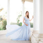 Women's Spinning Pregnant Floating Tail Sleeve Long Dresses