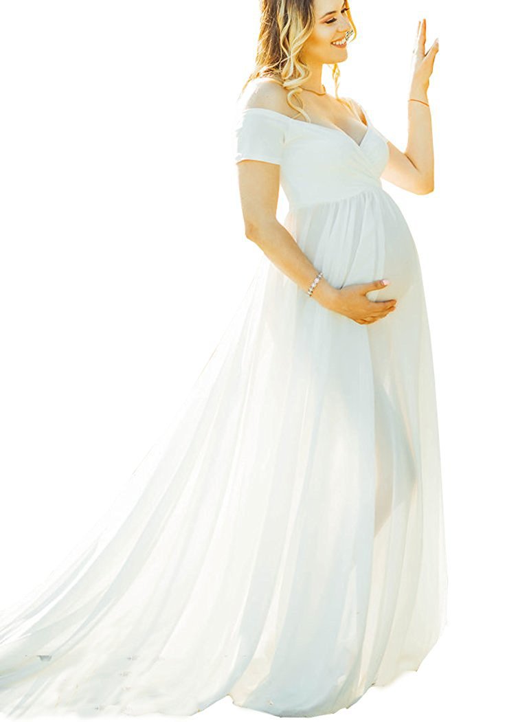Women's Spinning Pregnant Floating Tail Sleeve Long Dresses