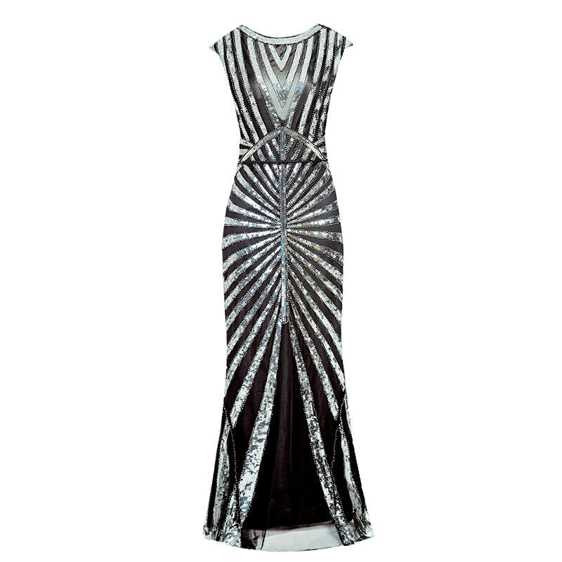 Sequined Fishtail Hem Long Slim Dress Wedding Dresses