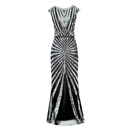 Sequined Fishtail Hem Long Slim Dress Wedding Dresses