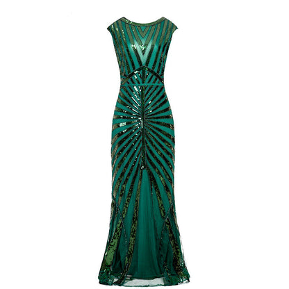 Sequined Fishtail Hem Long Slim Dress Wedding Dresses