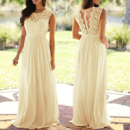 Round Neck Sexy Lace Dress Chiffon Dresses