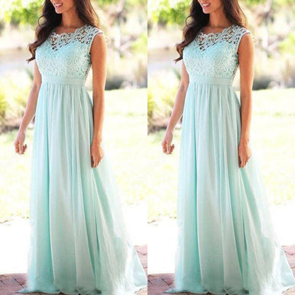 Round Neck Sexy Lace Dress Chiffon Dresses