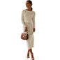 Fashion Color Dress Knitted Slit Long Suits