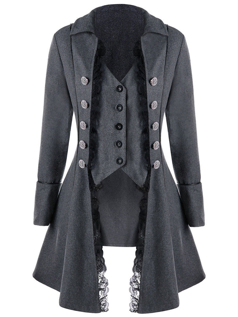 Women's Medieval Solid Color Long Sleeve Three Coats