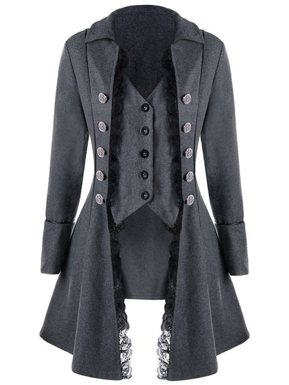 Women's Medieval Solid Color Long Sleeve Three Coats