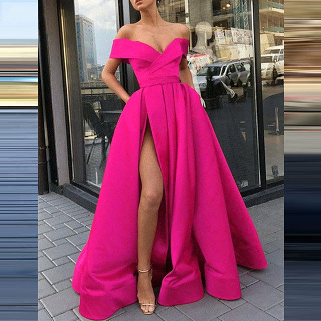 Women's Classy Dress Summer Deep Satin Wedding Dresses
